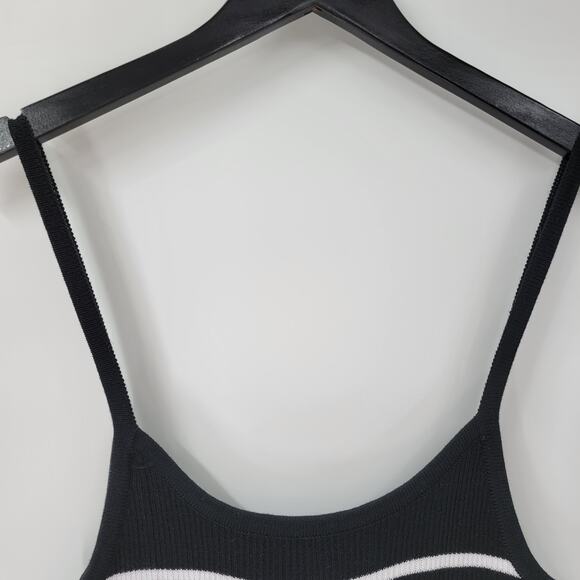 C+D+M Womens Tank Dress‎ XL Black White Ribbed Knit Pullover Spaghetti Straps - Picture 7 of 12